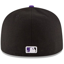 Load image into Gallery viewer, Colorado Rockies New Era MLB 59FIFTY 5950 Fitted Cap Hat Black Crown Purple Visor Purple/Silver Logo