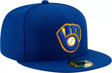 Load image into Gallery viewer, Milwaukee Brewers New Era MLB 59FIFTY 5950 Fitted Cap Hat Royal Blue Crown/Visor White/Gold Logo