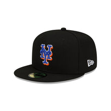 Load image into Gallery viewer, New York Mets New Era MLB 59FIFTY 5950 Fitted Cap Hat Black Crown/Visor Team Color Logo