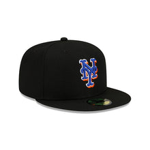 Load image into Gallery viewer, New York Mets New Era MLB 59FIFTY 5950 Fitted Cap Hat Black Crown/Visor Team Color Logo