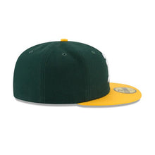 Load image into Gallery viewer, Oakland Athletics New Era MLB 59FIFTY 5950 Fitted Cap Hat Team Color Dark Green Crown Yellow Visor White Logo