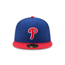 Load image into Gallery viewer, Philadelphia Phillies New Era MLB 59FIFTY 5950 Fitted Cap Hat Team Color Royal Blue Crown Red Visor Red/White Logo