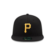 Load image into Gallery viewer, Pittsburgh Pirates New Era MLB 59Fifty 5950 Fitted Cap Hat Black Crown/Visor Yellow Team Color Logo