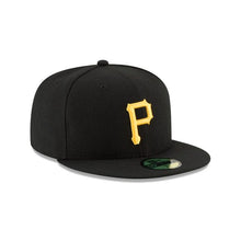 Load image into Gallery viewer, Pittsburgh Pirates New Era MLB 59Fifty 5950 Fitted Cap Hat Black Crown/Visor Yellow Team Color Logo
