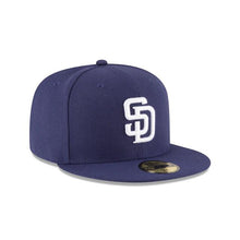 Load image into Gallery viewer, San Diego Padres New Era MLB 59FIFTY 5950 Fitted Cap Hat Light Navy Crown/Visor White Logo