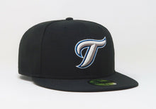 Load image into Gallery viewer, Toronto Blue Jays New Era 59FIFTY 5950 Fitted Cap Hat Black Crown/Visor Sky Blue "T"Logo