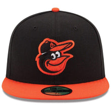 Load image into Gallery viewer, Baltimore Orioles New Era MLB 59FIFTY 5950 Fitted Cap Hat Black Crown Orange Visor Team Color “Bird” Logo