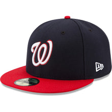 Load image into Gallery viewer, Washington Nationals New Era MLB 59FIFTY 5950 Fitted Cap Hat Navy Blue Crown Red Visor Team Color Logo