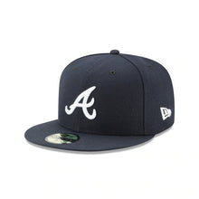 Load image into Gallery viewer, Atlanta Braves New Era MLB 59FIFTY 5950 Fitted Authentic Cap Hat Navy Crown/Visor White Logo