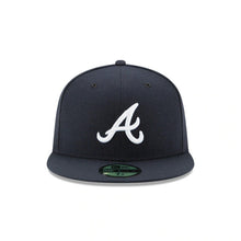 Load image into Gallery viewer, Atlanta Braves New Era MLB 59FIFTY 5950 Fitted Authentic Cap Hat Navy Crown/Visor White Logo