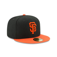 Load image into Gallery viewer, (Youth) San Francisco Giants New Era 59FIFTY 5950 Fitted Cap Hat Black Crown Orange Visor Orange Logo