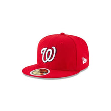 Load image into Gallery viewer, (Youth) Washington Nationals New Era MLB 59FIFTY 5950 Fitted Cap Hat Red Crown/Visor Black/White Logo