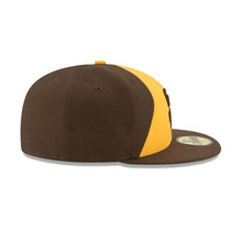 Load image into Gallery viewer, (Youth/Adult) San Diego Padres New Era MLB 59FIFTY 5950 Fitted Cap Hat Brown/Yellow Crown/Visor Brown Logo