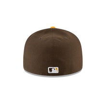Load image into Gallery viewer, (Youth/Adult) San Diego Padres New Era MLB 59FIFTY 5950 Fitted Cap Hat Brown/Yellow Crown/Visor Brown Logo