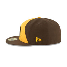 Load image into Gallery viewer, (Youth/Adult) San Diego Padres New Era MLB 59FIFTY 5950 Fitted Cap Hat Brown/Yellow Crown/Visor Brown Logo