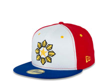 Load image into Gallery viewer, Philippines New Era 59FIFTY 5950 Fitted Cap Hat White/Red Crown Royal Blue Visor Yellow Flag Logo
