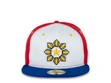 Load image into Gallery viewer, Philippines New Era 59FIFTY 5950 Fitted Cap Hat White/Red Crown Royal Blue Visor Yellow Flag Logo