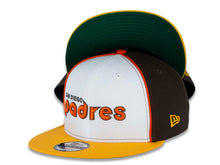 Load image into Gallery viewer, San Diego Padres New Era MLB 9FIFTY 950 Snapback Cap Hat White/Brown Crown Yellow Visor Brown/Orange "San Diego Padres"Logo Green UV