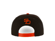 Load image into Gallery viewer, San Diego Padres New Era MLB 9FIFTY 950 Snapback Cap Hat White/Brown Crown Yellow Visor Brown/Orange "San Diego Padres"Logo Green UV
