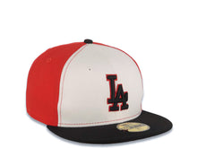 Load image into Gallery viewer, Los Angeles Dodgers New Era MLB 59FIFTY 5950 Fitted Cap Hat White/Red Crown Black Visor Black/Red Logo
