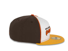 Load image into Gallery viewer, San Diego Padres New Era MLB 59Fifty 5950 Fitted Cap Hat White/Brown Crown Gold Visor Brown/Oragen Text Logo Green UV