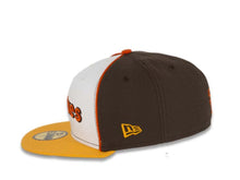 Load image into Gallery viewer, San Diego Padres New Era MLB 59Fifty 5950 Fitted Cap Hat White/Brown Crown Gold Visor Brown/Oragen Text Logo Green UV