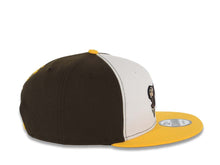 Load image into Gallery viewer, San Diego Padres New Era MLB 9FIFTY 950 Snapback Cap Hat White/Brown Crown Yellow Visor Brown/Yellow Swinging Friar Logo Gray UV