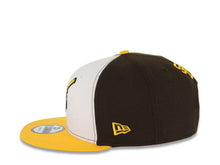 Load image into Gallery viewer, San Diego Padres New Era MLB 9FIFTY 950 Snapback Cap Hat White/Brown Crown Yellow Visor Brown/Yellow Swinging Friar Logo Gray UV