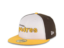 Load image into Gallery viewer, San Diego Padres New Era MLB 59FIFTY 5950 Fitted Cap Hat White/Brown Crown Yellow Visor Yellow Text Logo 40th Anniversary Side Patch