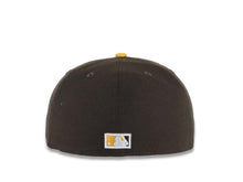 Load image into Gallery viewer, San Diego Padres New Era MLB 59FIFTY 5950 Fitted Cap Hat White/Brown Crown Yellow Visor Yellow Text Logo 40th Anniversary Side Patch
