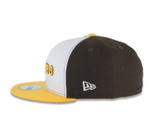 Load image into Gallery viewer, San Diego Padres New Era MLB 59FIFTY 5950 Fitted Cap Hat White/Brown Crown Yellow Visor Yellow Text Logo 40th Anniversary Side Patch