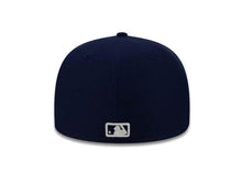 Load image into Gallery viewer, San Diego Padres New Era MLB 59FIFTY 5950 Fitted Cap Hat White/Light Navy Crown Light Navy Visor Light Navy Logo Training Camp 2019
