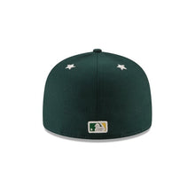 Load image into Gallery viewer, Oakland Athletics New Era MLB 59FIFTY 5950 Fitted Cap Hat White/Yellow Crown Dark Green Visor Dark Green/Yellow Logo with All-Star Game Side Patch