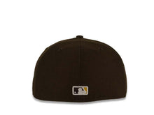 Load image into Gallery viewer, New Era MLB 59Fifty 5950 Fitted San Diego Padres Cap Hat Yellow/Brown Crown Brown/Orange Logo with Palm Tree Friar Side Path Pink UV