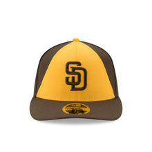 Load image into Gallery viewer, San Diego Padres New Era MLB 59FIFTY 5950 Low Profile Fitted Cap Hat Yellow/Brown Crown Brown Visor Brown Logo