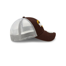 Load image into Gallery viewer, San Diego Padres New Era MLB 9TWENTY 920 Mesh Trucker Adjustable Cap Hat Brown/White Crown Brown Visor Team Color Text Sun/Heart Logo