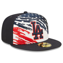 Load image into Gallery viewer, Los Angeles Dodgers New Era MLB 59FIFTY 5950 Fitted Cap Hat White/Navy Crown Navy Visor Navy/Red Logo (2022 4th of July)