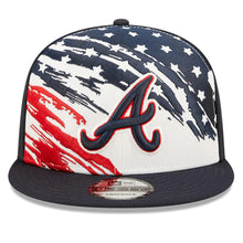 Load image into Gallery viewer, Atlanta Braves New Era MLB 9FIFTY 950 Snapback Cap Hat White/Navy Crown Navy Visor Navy/Red Logo (2022 4th of July)