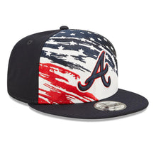Load image into Gallery viewer, Atlanta Braves New Era MLB 9FIFTY 950 Snapback Cap Hat White/Navy Crown Navy Visor Navy/Red Logo (2022 4th of July)