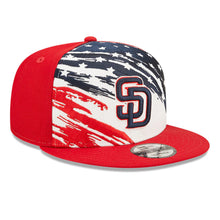 Load image into Gallery viewer, San Diego Padres New Era MLB 9FIFTY 950 Snapback Cap Hat White/Red Crown Red Visor Navy/Red Logo (2022 4th of July)