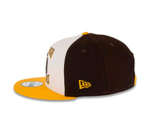 Load image into Gallery viewer, San Diego Padres New Era MLB 9FIFTY 950 Snapback Cap Hat White/Dark Brown Crown Yellow Visor Team Color Text Logo (Retro Sport)