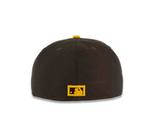 Load image into Gallery viewer, San Diego Padres New Era MLB 59FIFTY 5950 Fitted Cap Hat White/Brown Crown Yellow Visor Brown/Yellow Script Logo Green UV
