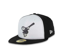 Load image into Gallery viewer, San Diego Padres New Era MLB 59FIFTY 5950 Fitted Cap Hat White/Black Crown Metallic Black Visor Black Swinging Friar Logo 1998 World Series Side Patch