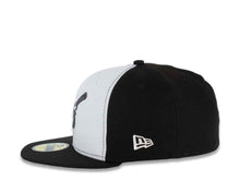 Load image into Gallery viewer, San Diego Padres New Era MLB 59FIFTY 5950 Fitted Cap Hat White/Black Crown Metallic Black Visor Black Swinging Friar Logo 1998 World Series Side Patch