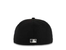 Load image into Gallery viewer, San Diego Padres New Era MLB 59FIFTY 5950 Fitted Cap Hat White/Black Crown Metallic Black Visor Black Swinging Friar Logo 1998 World Series Side Patch