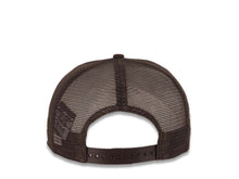 Load image into Gallery viewer, San Diego Padres New Era MLB 9FIFTY 950 Snapback Trucker Mesh Cap Hat Brown Crown/Visor Yellow Text Script Logo 2021 World Series Side Patch Gray UV