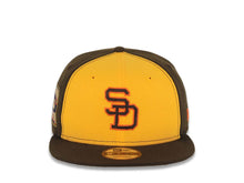 Load image into Gallery viewer, San Diego Padres New Era MLB 9FIFTY 950 Snapback Cap Hat Yellow/Brown Crown Brown Visor Brown/Orange Logo Cooperstown Side Patch Gray UV