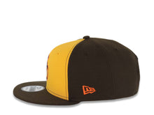 Load image into Gallery viewer, San Diego Padres New Era MLB 9FIFTY 950 Snapback Cap Hat Yellow/Brown Crown Brown Visor Brown/Orange Logo Cooperstown Side Patch Gray UV