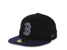 Load image into Gallery viewer, Boston Red Sox New Era MLB 59FIFTY 5950 Fitted Cap Hat Black Crown Purple Visor Purple/White Logo