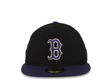 Load image into Gallery viewer, Boston Red Sox New Era MLB 59FIFTY 5950 Fitted Cap Hat Black Crown Purple Visor Purple/White Logo